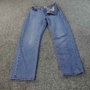 Levis Jeans Womens 27 Blue Denim Pants 501 Straight Premium Button Fly Stretch